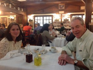 At dinner Saturday evening.