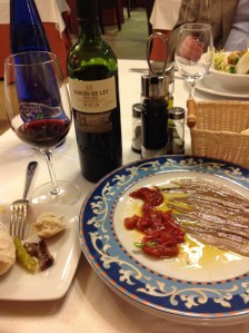 Wine from the Rioja region, and Cantabrian anchovies = I am content.