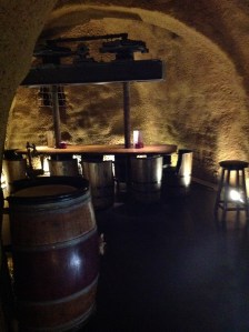The caves underneath the restaurant. Wine is stored there, but it is also a wine bar at night.