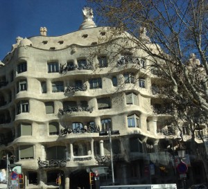 This building is in the shape of waves, and it's like that on the inside, too. A Japanese architect designed it.
